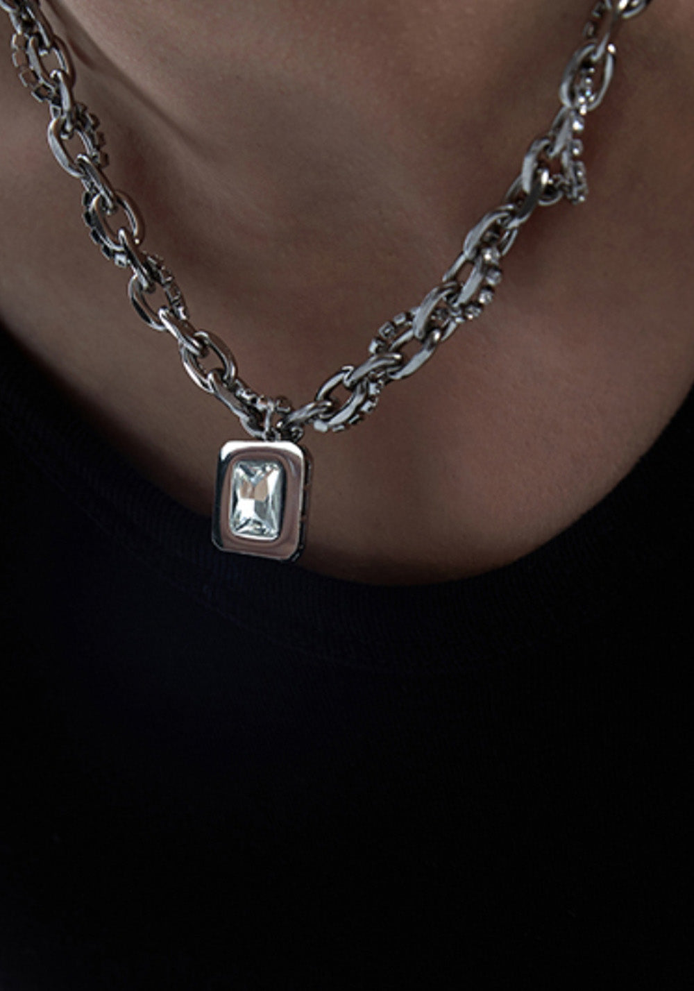 Losing Bargain丨Double-Layer Square Gem Pendant Necklace - PSYLOS 1, Losing Bargain丨Double-Layer Square Gem Pendant Necklace, Accessories, Losing Bargain, PSYLOS 1